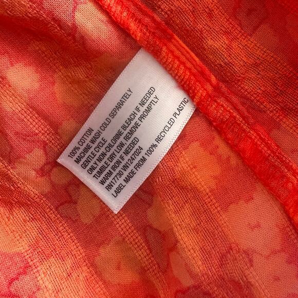 Universal Thread Medium Orange Top Off Shoulder 100% Cotton Puff Sleeve - Picture 4 of 8